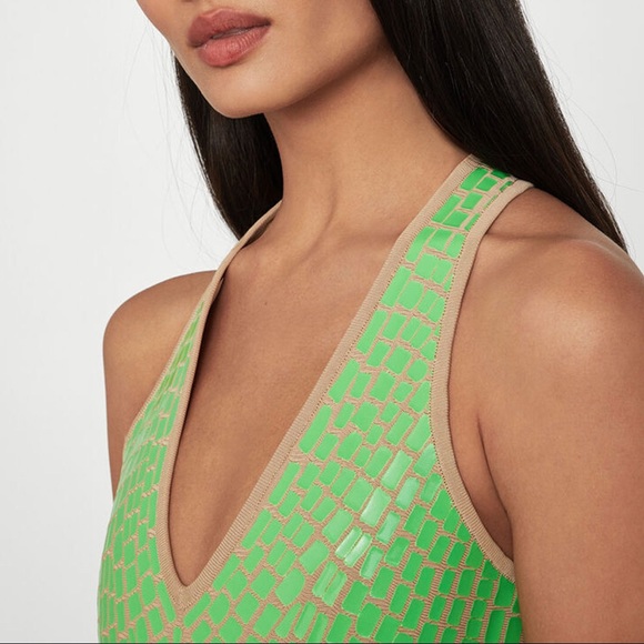 BCBGMaxAzria Vinyl Bodycon Dress Vibrant Green New - Picture 4 of 9